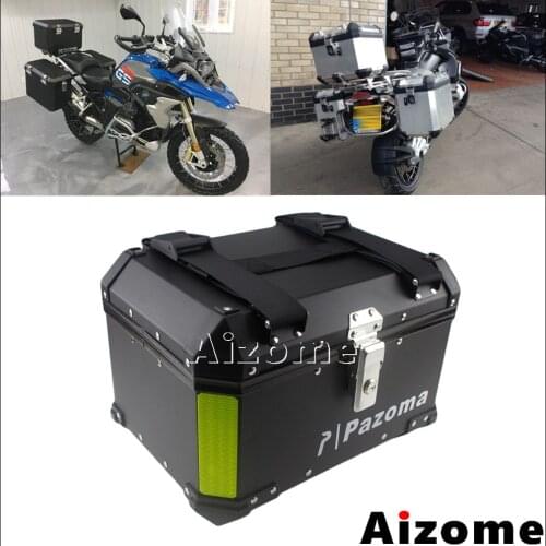 Motorcycle Aluminum Black Top Box Top Case For BMW Honda Triumph Street Bike Rear Luggage Topcase Cargo Lock Tail Box