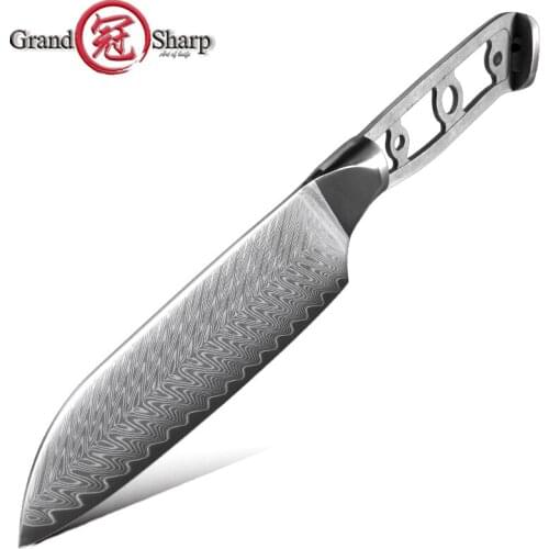 Grandsharp Knife Blank Blade DIY Kitchen Knife 67 Layers Damascus Steel VG10 Razor Sharp Santoku Knife Billet Material Tool Part