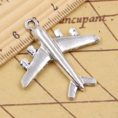 10pcs Charms Airplane Plane 38x38mm Antique Silver Pendants Making DIY Handmade Tibetan Silver Finding Jewelry For Bracelet