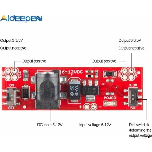 DC6-12V to DC3.3/5V Output Adjustable Buck Converter Power Module 1A DC-DC Step Down Power Supply Module Voltage Regulator