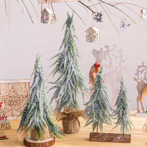 Christmas Tree for Home Decoration Snow Fake Pinales Christmas Tree Ornament Mini Christmas Tree for Cupboard Table Decoration
