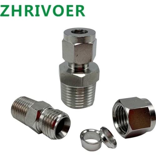 DSJ-M,YDF-LOK,LOK-Fittings, Ferrule Connector 1/8'' 1/4'' 3/8'' 1/2'' To 4-12MM Steel Straight Conversion Adapter Fitting