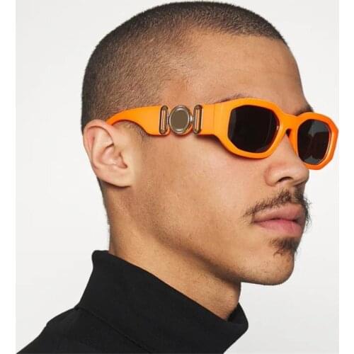 Male Orange Rectangle Sunglasses Vintage Brand Designer Colorful Sun Glasses For Women Polygon Square Driver Goggles Oculos