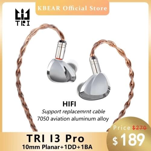 TRI I3 Pro Planar Magnetic+Composite 8MM Dynamic Driver+Balanced Armature Driver Hybrid In Ear Earphone HIFI DJ Metal Earphone