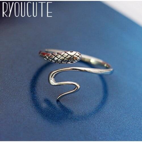 Exaggerated Retro Silver Color Snake Rings For Women Engagement Rings Vintage Girls Open Jewelry