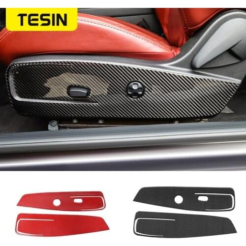 TESIN Interior Mouldings For Dodge Challenger Carbon Fiber Front Seat Side Decoration Panel Sticker For Dodge Challenger 2011