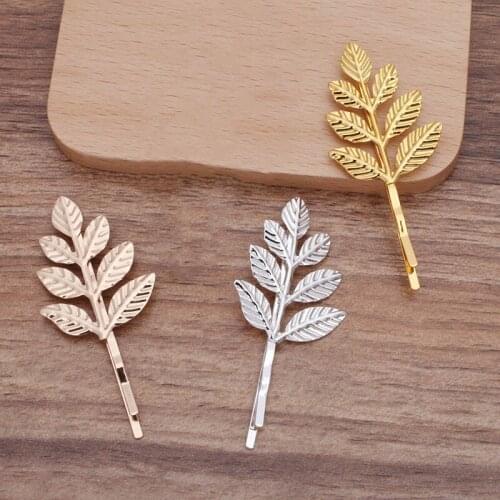 500pcs Metal Hairpins Olive Branch Leaf Base for DIY Women Mori Girls Headwear Hair Clip Hair Accessories Jewelry Wholesale