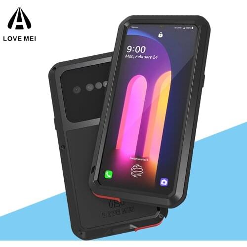 Love Mei For LG V60 Metal Aluminum Armor Shockproof Heavy Duty Case protective Cover+Gorilla Glass