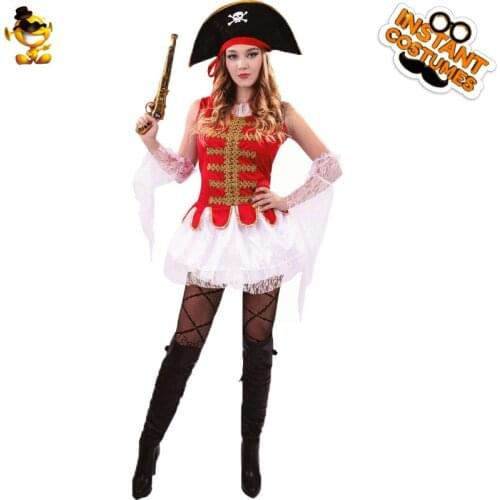 Women Sexy Pirate Costume Halloween Adult Cosplay Royal Buccaneer Princess Clothing Carnival Female Deluxe Medieval Party Suits