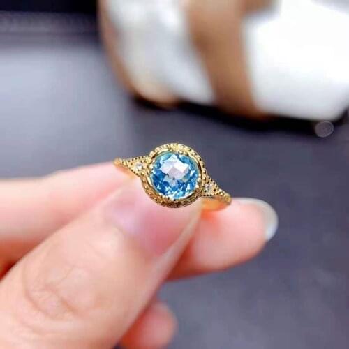 Fine Natural Topaz Women’s Ring Real S925 Sterling Silver Fashion Weddings Jewelry MeiBaPJFS
