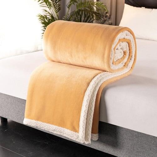 Winter Warm Double Wool Fluff Throw Blanket on Bed Travel Flannel Bedspread Office Nap Cover Thicken Beds Sheet for Adults