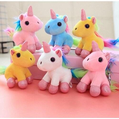 1PC 10cm Stuffed Animal Kawaii Cartoon Rainbow Unicorn Plush Pendant Toys Phone Key Chain Kids Toys Children Baby Birthday Gift