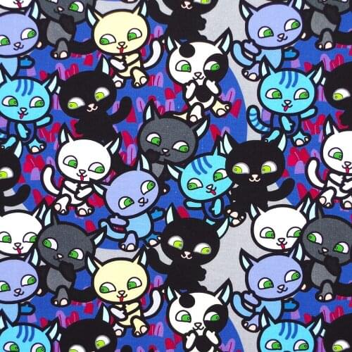 1 yard Cotton Fabric for cloth,handmade,patchwork,bedding - Cartoon Cats (width=110cm)