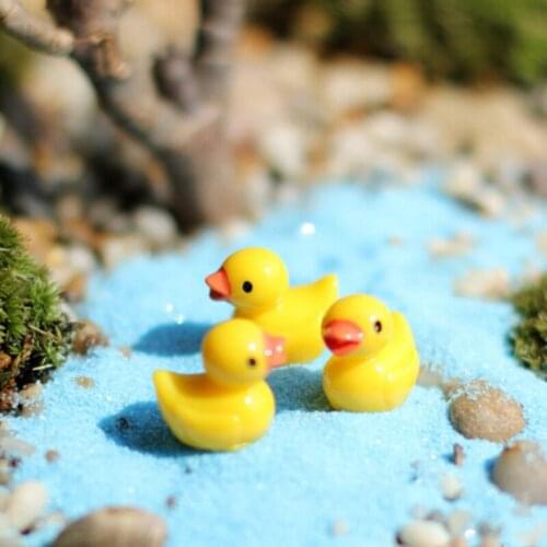 10pcs Miniature Resin Yellow Ducks Dollhouse Craft Fairy Garden Bonsai Decor