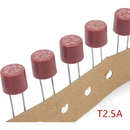 1000 pcs/lot) T2.5A 250V TR5 Slow Blow Subminiature Fuse, UL VDE RoHS Approved, T2.5A, 2.5Amp