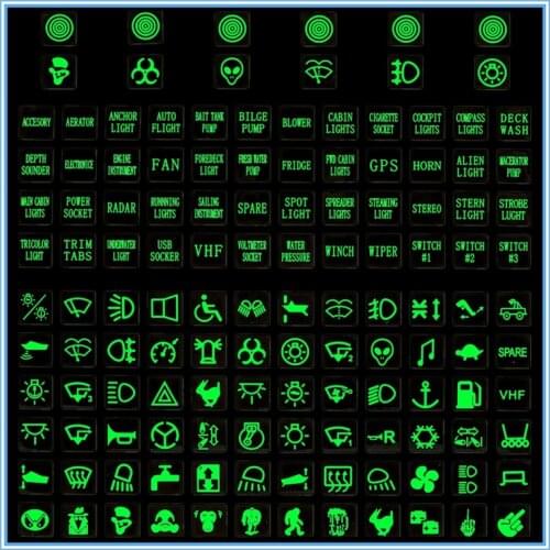 120 Sticker Rocker Switch Label Decal Circuit Panel Luminous Sticker For Car Marine Boat Truck Instrument Switches Relays Decor