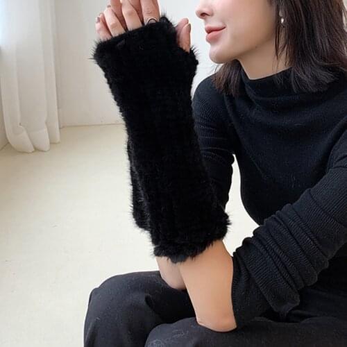 2021 New Arrivals Real Mink Fur Gloves Women Long Gloves Top Quality Winter Warm Mittens Protection S2423
