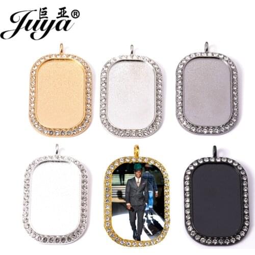 3PCS Hip Hop Pendant Base Zircon Settings 24x38mm Dog Tag Blank Tray For Necklaces DIY Jewelry Making Accessorie Findings