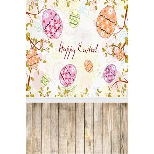 3x5ft Real Wood Floor Photo Background Happy Easter Photography Backdrop Colorful Eggs Seamless Flowers Camera Easter Background