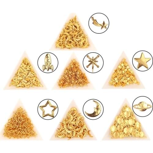 50pcs/lot Alloy Charms Golden Universe Star & Moon Metal Material For DIY Epoxy Mold Makeing Filling Jewelry