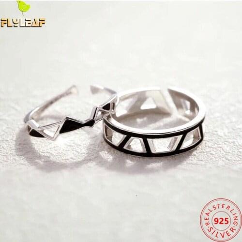 925 Sterling Silver Geometric Rhombus Open Couple Rings For Women Original Romantic Valentines Day Birthday Gift Fine Jewelry