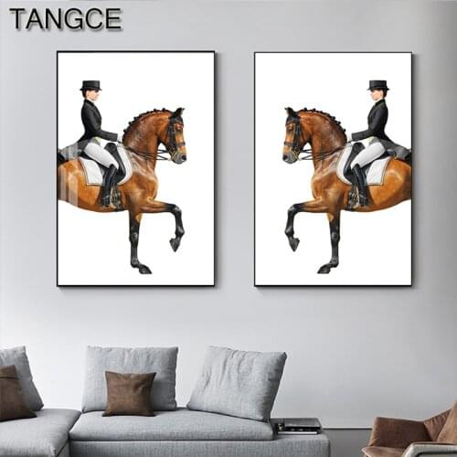 Abstract Rinding Horse Painting Modern Canvas Posters and Prints Horses Wall Art Pictures for Living Room Entrance Big Posters