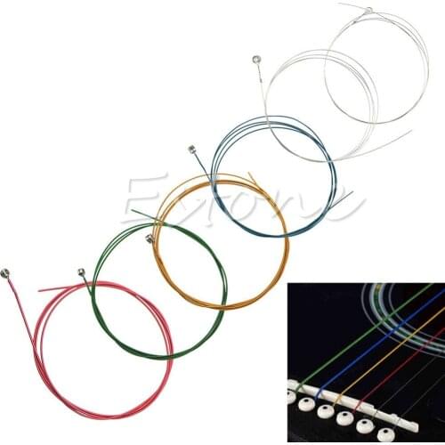 B39 1 Set 6Pcs Rainbow Colorful Color Strings for Acoustic Guitar Ukulele Instrument
