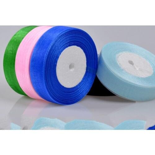 45Meters/Roll 25mm White Chiffon Organza Ribbon Christmas Halloween Wedding Birthday Party Gift Box Decoration DIY Crafts Ribbon