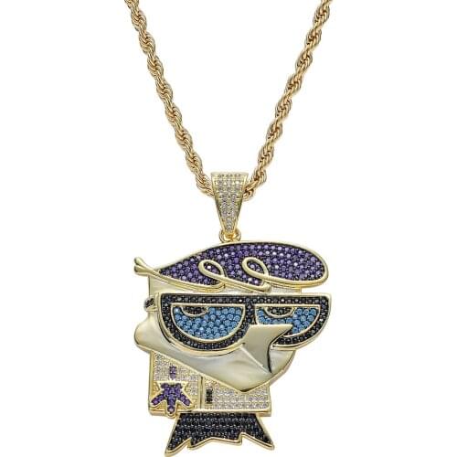Hip Hop Jewelry High Quality Iced Out Chain 18K Gold Plated Bling CZ Simulated Diamond Hip-hop Mr Little Bird Pendant Necklace