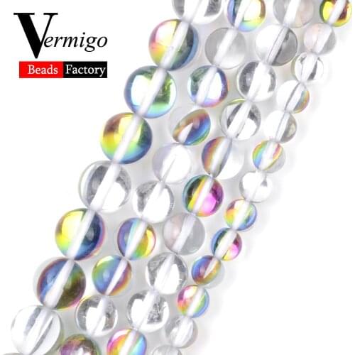 Natural Rainbow Colors Austrain Crystal Round Loose Beads For Jewelry Making 6 8 10 12mm Mineral Stone Beads Diy Bracelets 15"