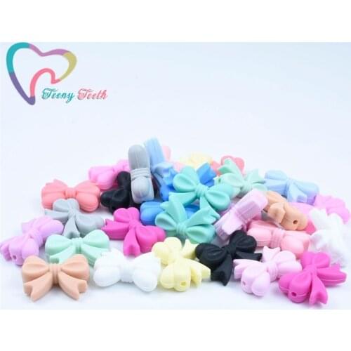 5 PCS Silicone Bow Tie Loose Beads Food Grade Baby Chewable Teething Toys Nursing Accessories DIY Necklace Jewelry Making