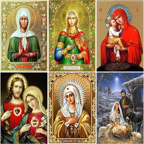 DIY Diamond Painting Diamond Embroidery Religion Icon Maria Cross Stitch Rhinestone Full Square/Round Drill Resin Art Home Decor