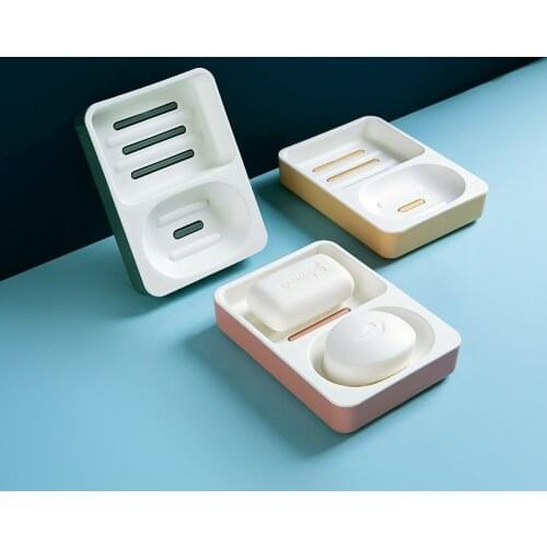 Double Grid Soap Rack Soap Dishes Box Drain Sponge Holder For Bathroom Accessories Toiletries Hollow Creative Organizer Case