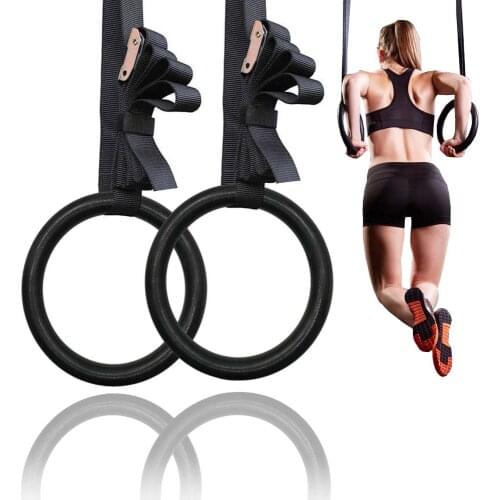 ABS Gymnastics Rings with Adjustable Straps Serrated Buckles for Home Gym Full Body Workout Crossfit Pull-up Fitness Equipment
