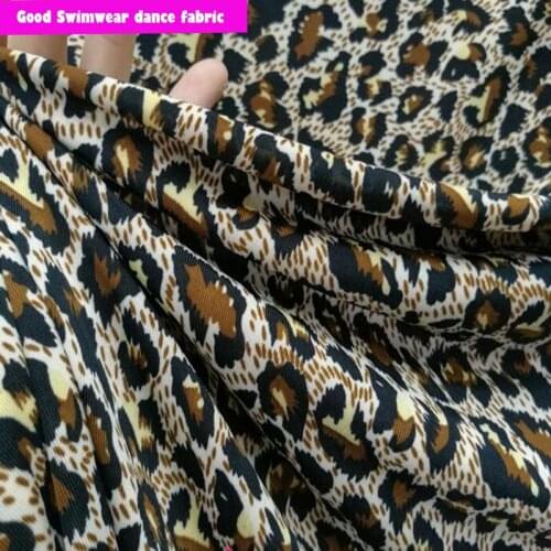 Good Leopard Stripe Fabric Cotton/Lycra knit Fabric 4 Side Stretch Ice Silk Fabric Sewing Material DIY Swimwear Stage clothing