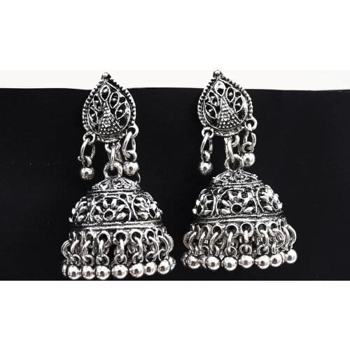 Indian Earrings for Women Oxidized Jhumka Gold Color Big Long Tassel Bells Drop Earrings Afghan Egypt Gypsy Turk Ethnic Jewelry