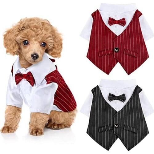 Gentleman Dog Suit Pet Dog Cat Clothing Prince Wedding Suit Tuxedo Bow Tie Puppy Clothes Coat Outfit Pet Clothing