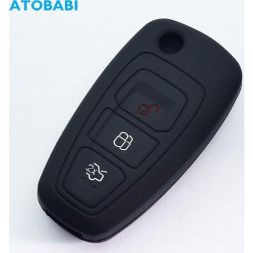 Silicone Car Key Case Skin For Ford Focus 2 3 Fusion 2014 2015 Fiesta 2013 3 Buttons Folding Remote Control Fobs Protector Cover