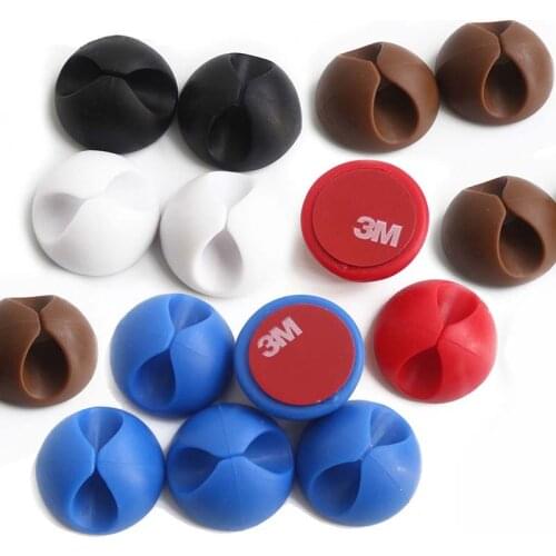 Round Cable Holder Protector Management Device Organizer Finishing Desktop Plug Silicone Wire Retention Clips Power Cord Winder