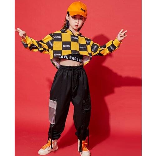 Fashion Girls Clothes For Hip Hop Dance Costume Cropped Hoodies Pants Performance Clothing Stage Outfit Kids Street Wear 3330