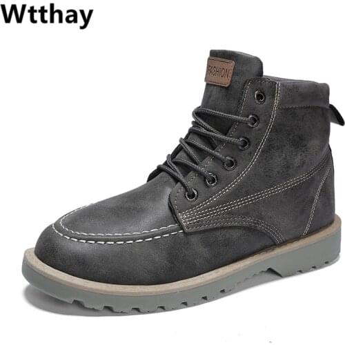 Men Winter Leather Boots High Top Snow Boots Breathable Man Flats Waterproof Working Ankle Boots Motorcycle Shoes