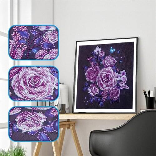 Huacan DIY Special Shape Diamond Painting Mandala Flower Part Drill Diamond Embroidery Mosaic Rose Butterfly Home Decor