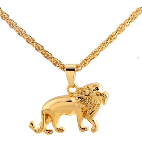 New Fashion Alloy Lion Animal Pendant Necklace Hip-hop Necklaces Long Metal Sweater Chain for Men Women Jewelry Gifts