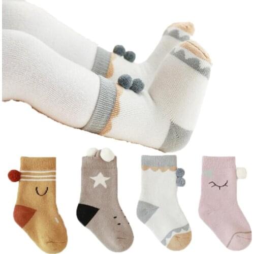 Adorable baby winter socks cartoon animal design kids knee high socks for newborn boy and girls thick terry socks children boots