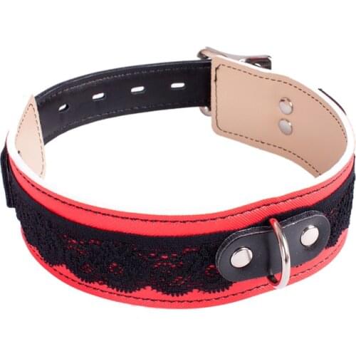Lace Choker PU Leather Slave BDSM Collar for Women Female Collar Necklace Fetish Bondage Restraints Erotic Toys Sex Tool Product