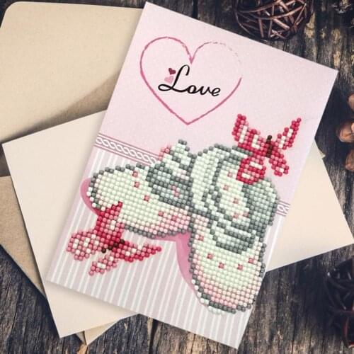 DIY Greeting Card Floral Best Wishes Drill Diamond Painting Valentine Decoration Partial Greeting Card for Party Gift