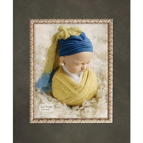 Newborn Photography Props Cos Girl With Pearl Earrings Wrap Headwear Set Baby Phoot Shoot Posing Fotografie Accessories Flokati