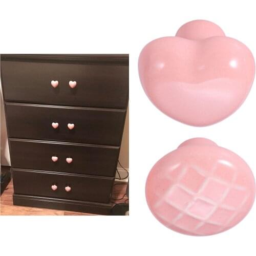 1pc Pink Ceramic Cabinet Knob Drawer Handle Single Hole Round Heart Checkerboard Pattern Cute Pull Kitchen Bathroom w/screw 38mm
