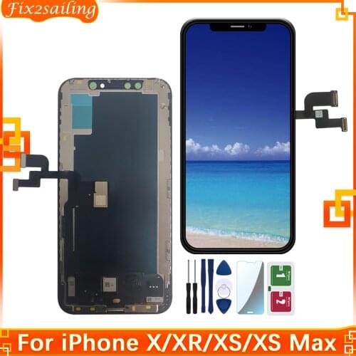 For iPhone X XR XS XS Max Super Incell AMOLED LCD Display Screen 3D Touch Screen Tested Good Repair Parts For Iphone With Tool