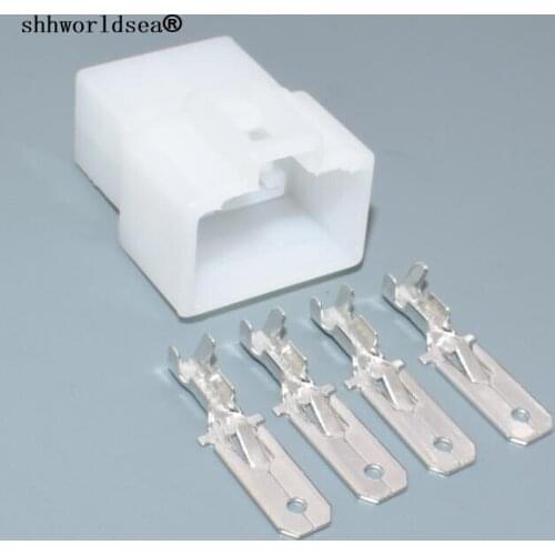 Shhworldsea 4 Pin 6.3 Series PA66 Female And Male Electric Plug Connector 7122-2446 4 pin 6.3mm auto plastic houisng plug